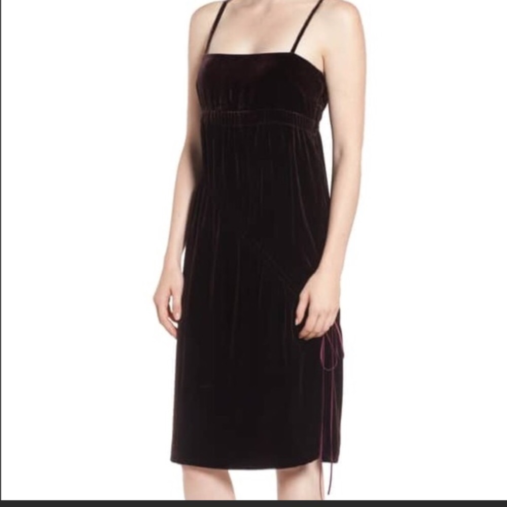 NWT LEWIT RUCHED VELVET SLIPDRESS